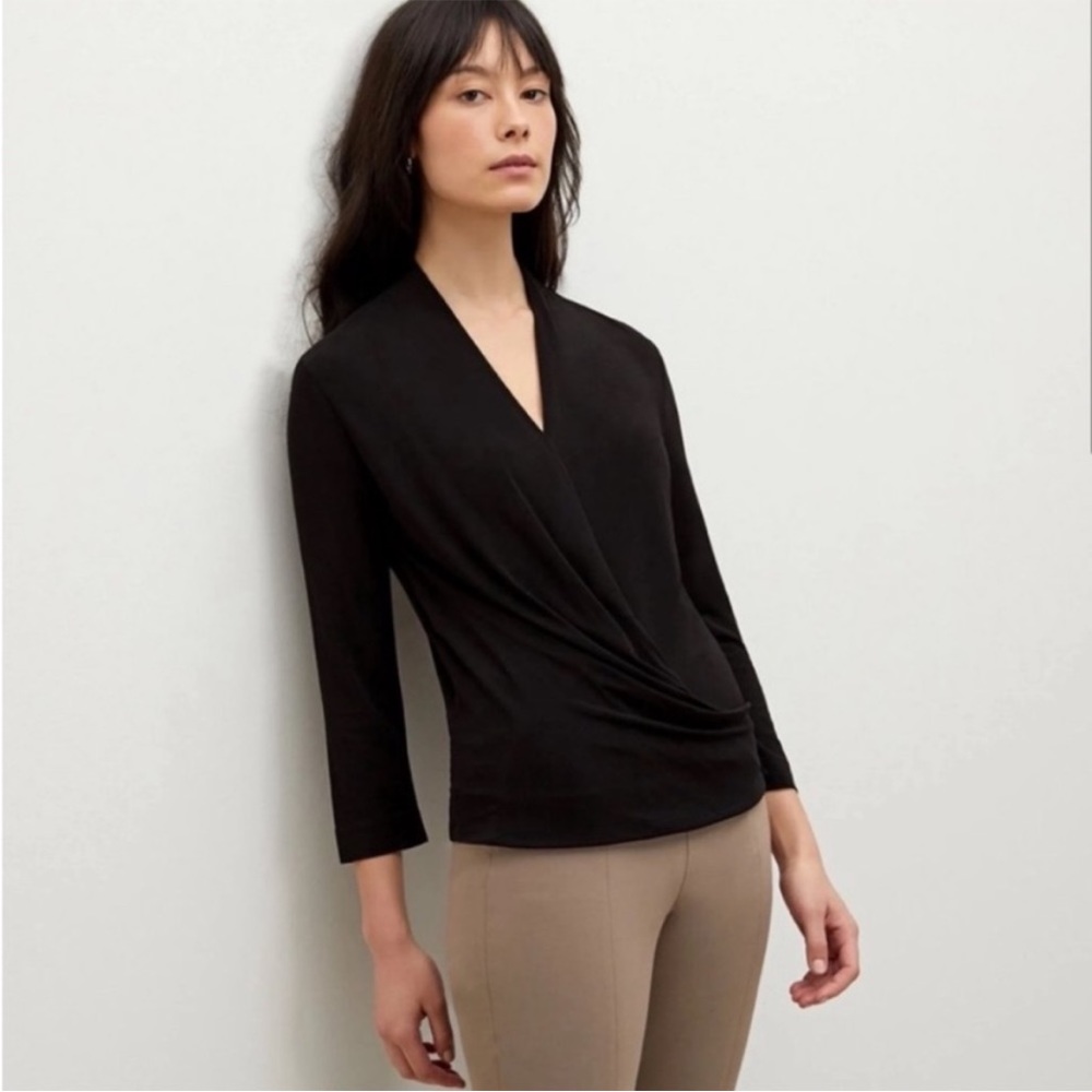 MM LAFLEUR Black Deneuve faux wrap top